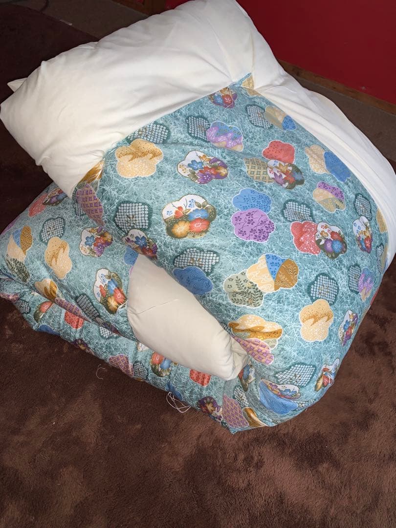 西川生地綿100%サテン手造り綿わた入りシングル掛布団155x200cmカバー付