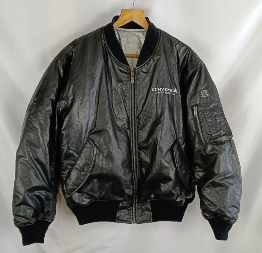 あおば着用CONVERSE MA-1 フライトジャケット ブラックシルバーy2k