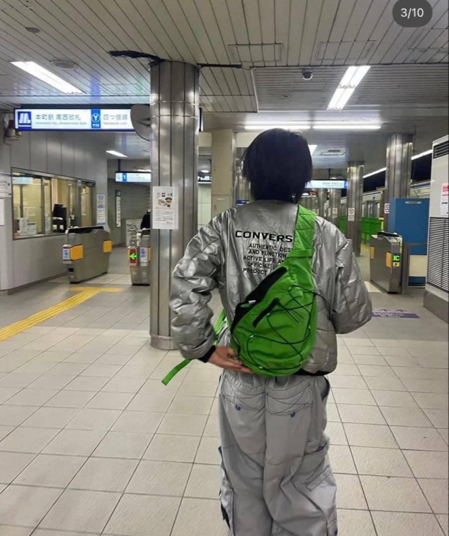 あおば着用CONVERSE MA-1 フライトジャケット ブラックシルバーy2k