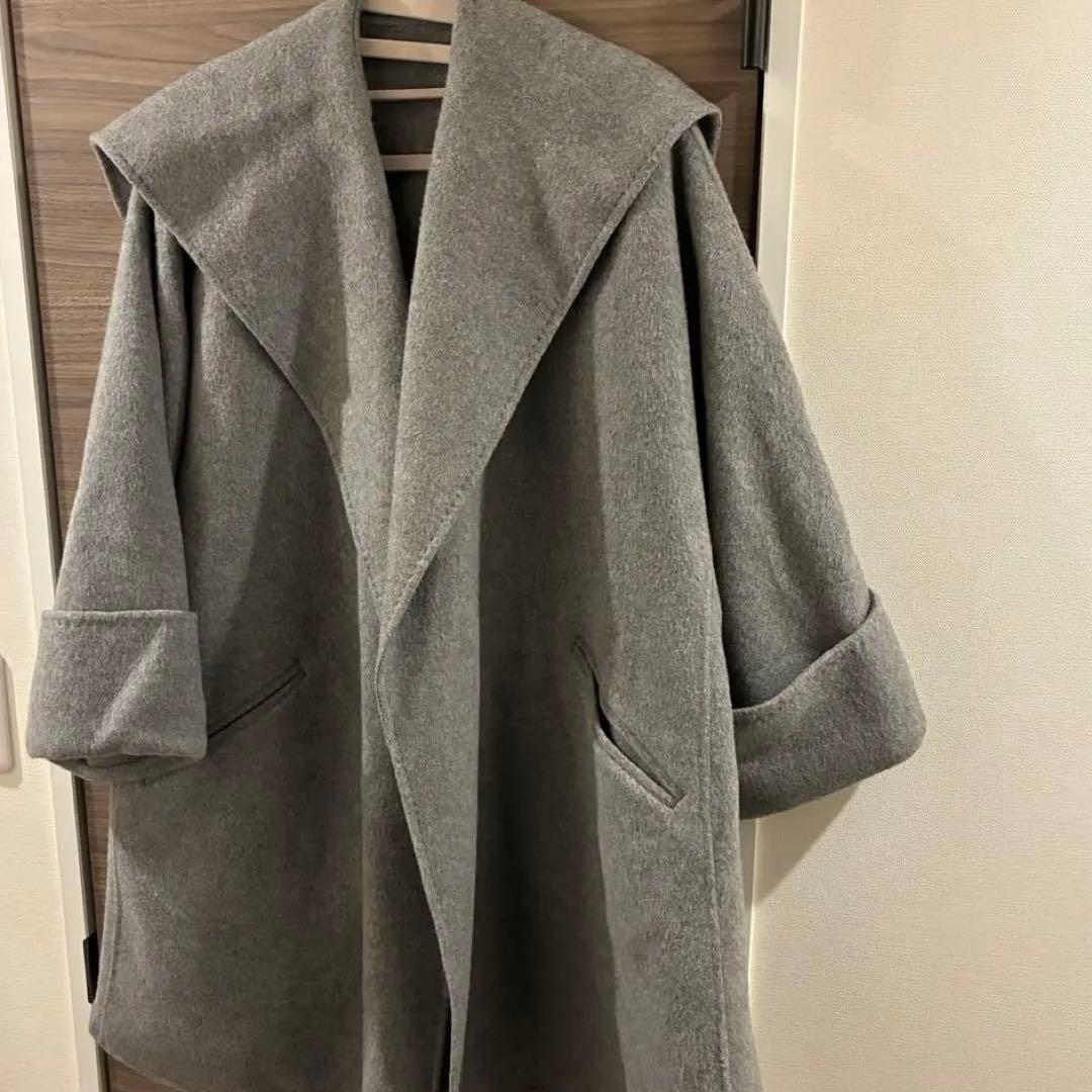 ROPE 23AW SUPER140s メルトンショールカラーコート 38グレー