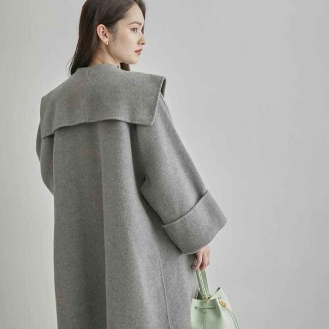 ROPE 23AW SUPER140s メルトンショールカラーコート 38グレー