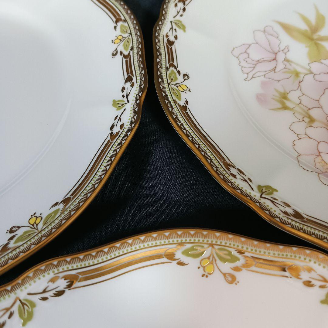 ノリタケ　ガラコンテッサ　中皿　6客　未使用　金彩　花　プレート