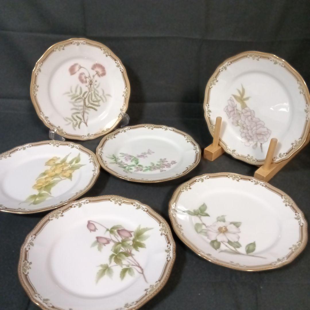 ノリタケ　ガラコンテッサ　中皿　6客　未使用　金彩　花　プレート