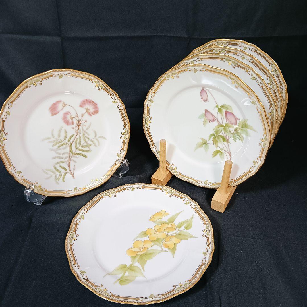 ノリタケ　ガラコンテッサ　中皿　6客　未使用　金彩　花　プレート