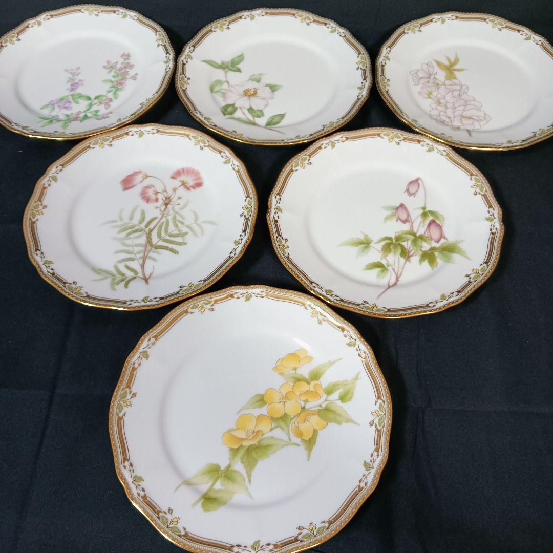 ノリタケ　ガラコンテッサ　中皿　6客　未使用　金彩　花　プレート