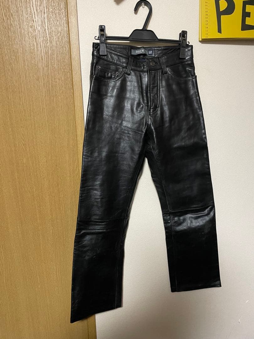 Old Gap レザーパンツ 本革 ブラック カニエウエスト