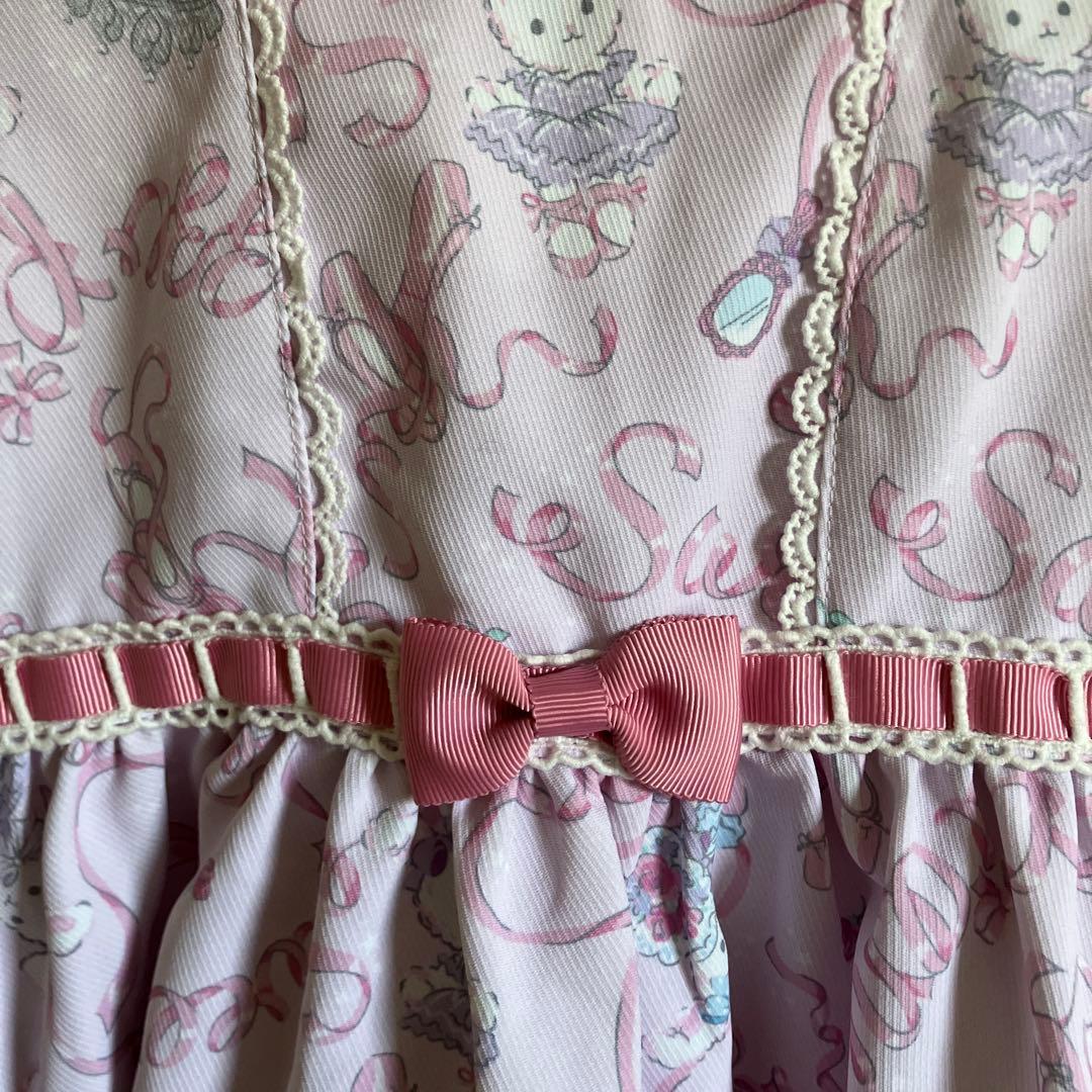 メゾピアノ　35th 復刻ウサギバレエ柄ジャンパースカート