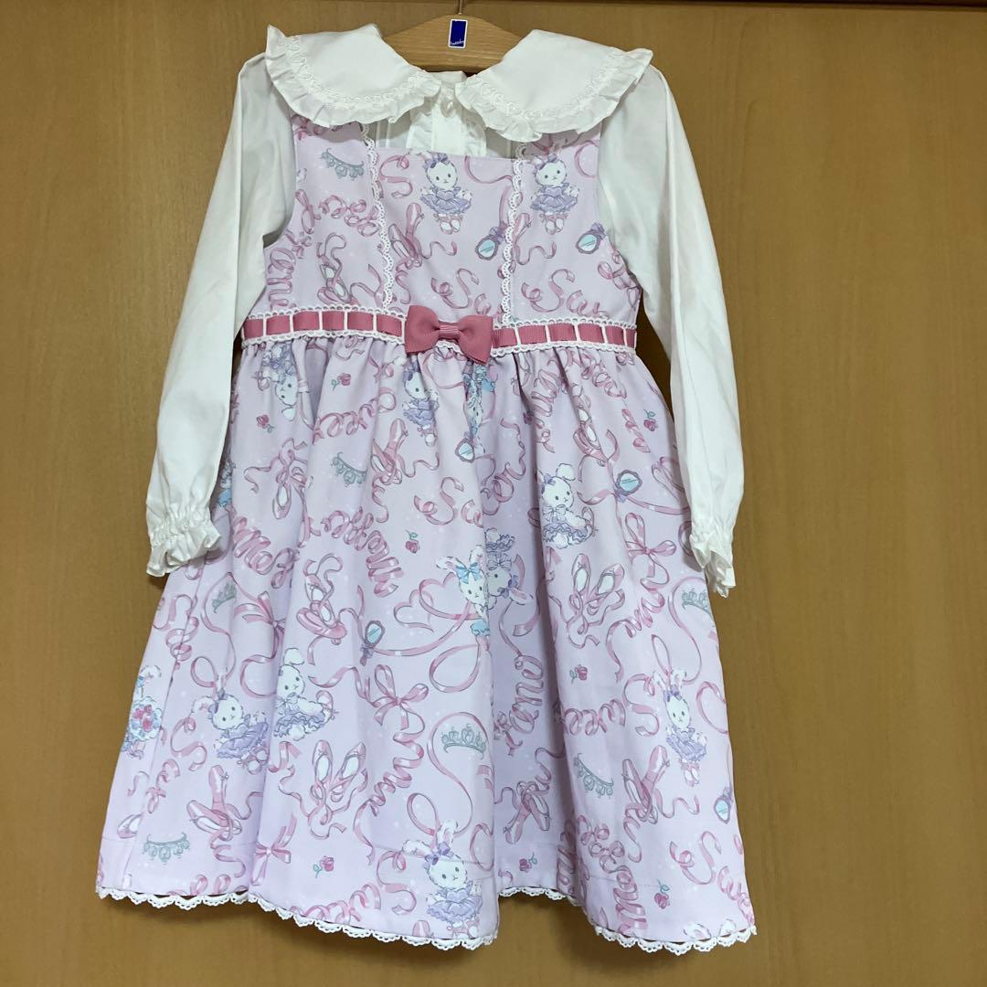 メゾピアノ　35th 復刻ウサギバレエ柄ジャンパースカート