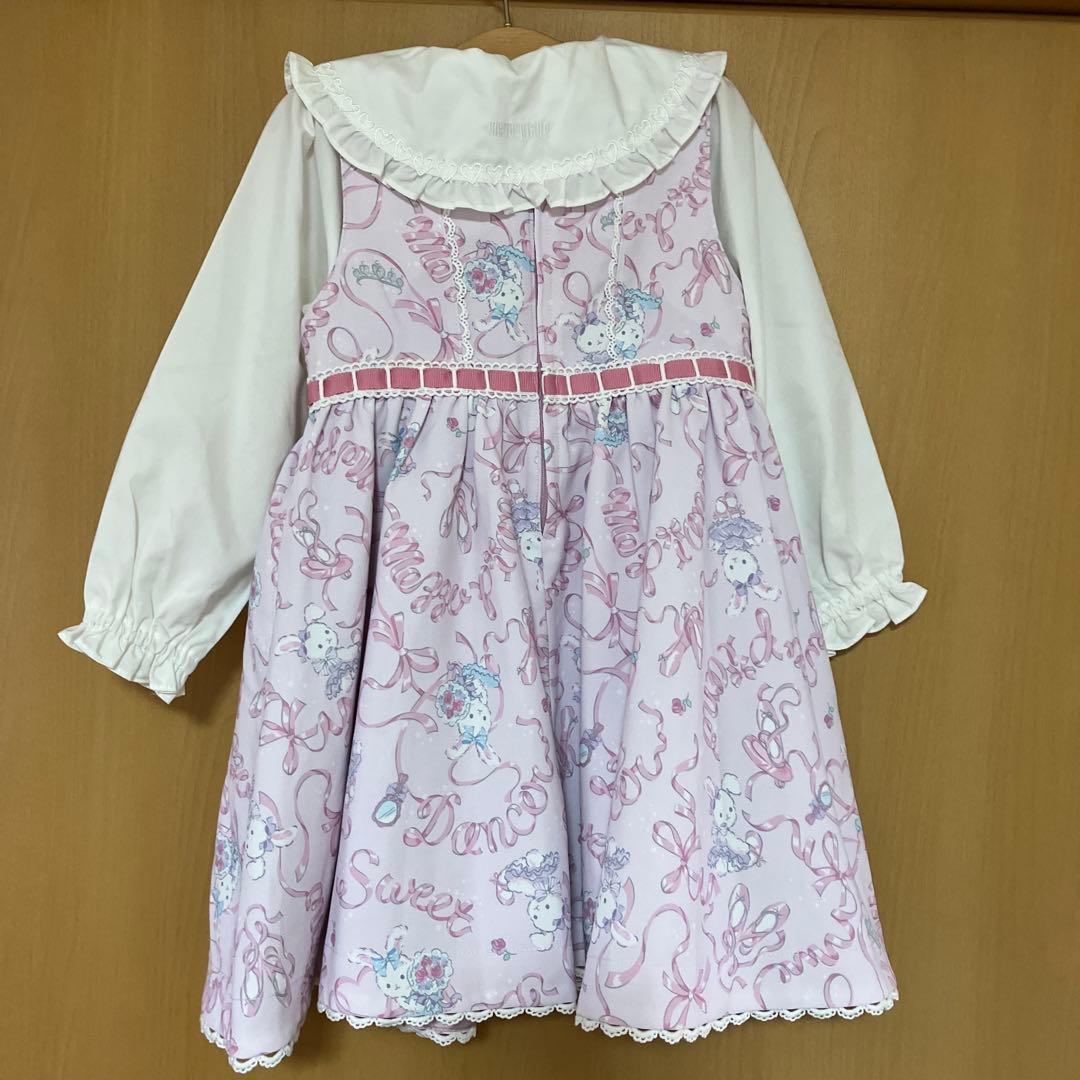 メゾピアノ　35th 復刻ウサギバレエ柄ジャンパースカート