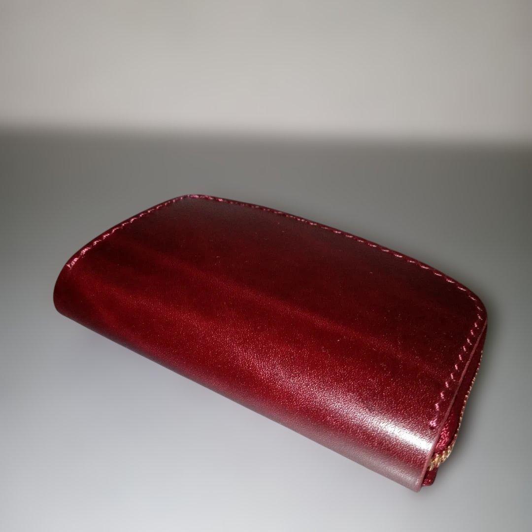 ルガトショルダー　ワイン　L字ファスナー　コンパクト財布　　栃木レザー　小銭入れ