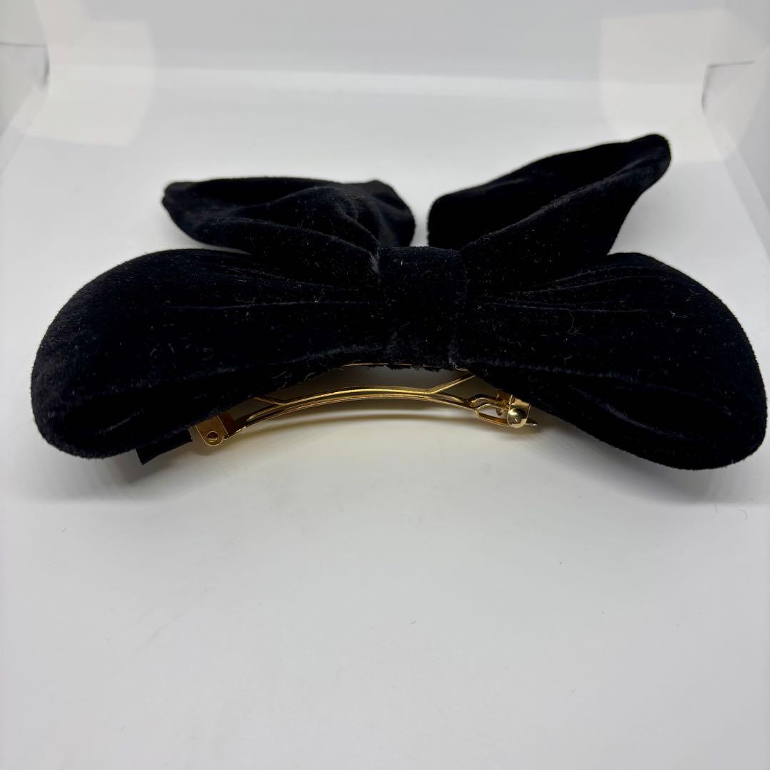 【美品】アレクサンドルドゥパリ バレッタ リボン ベロア 黒 ヘアアクセ
