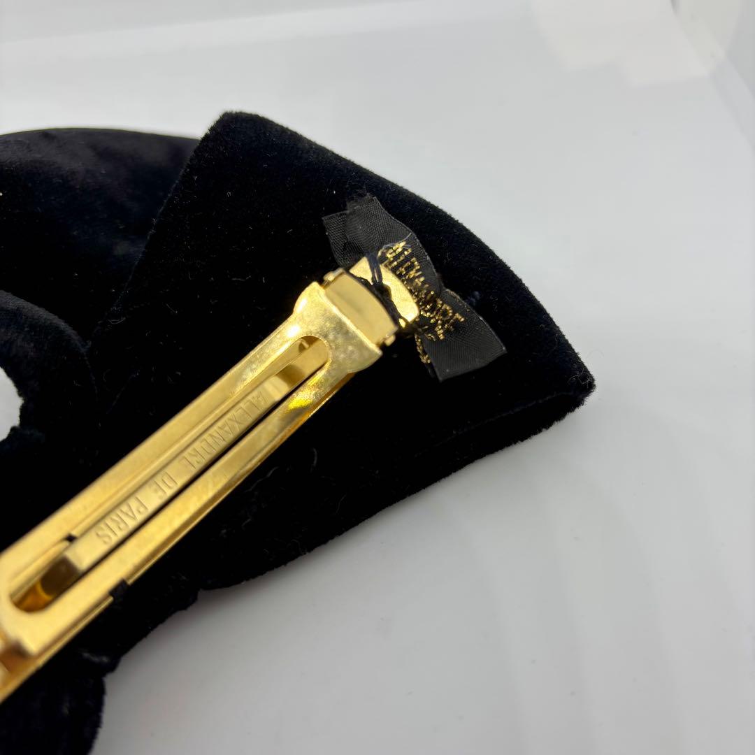 【美品】アレクサンドルドゥパリ バレッタ リボン ベロア 黒 ヘアアクセ