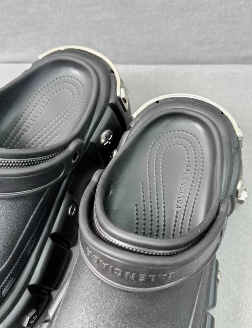 厚底ブラッククロッグサンダル ストリート系 箱付き サイズ42