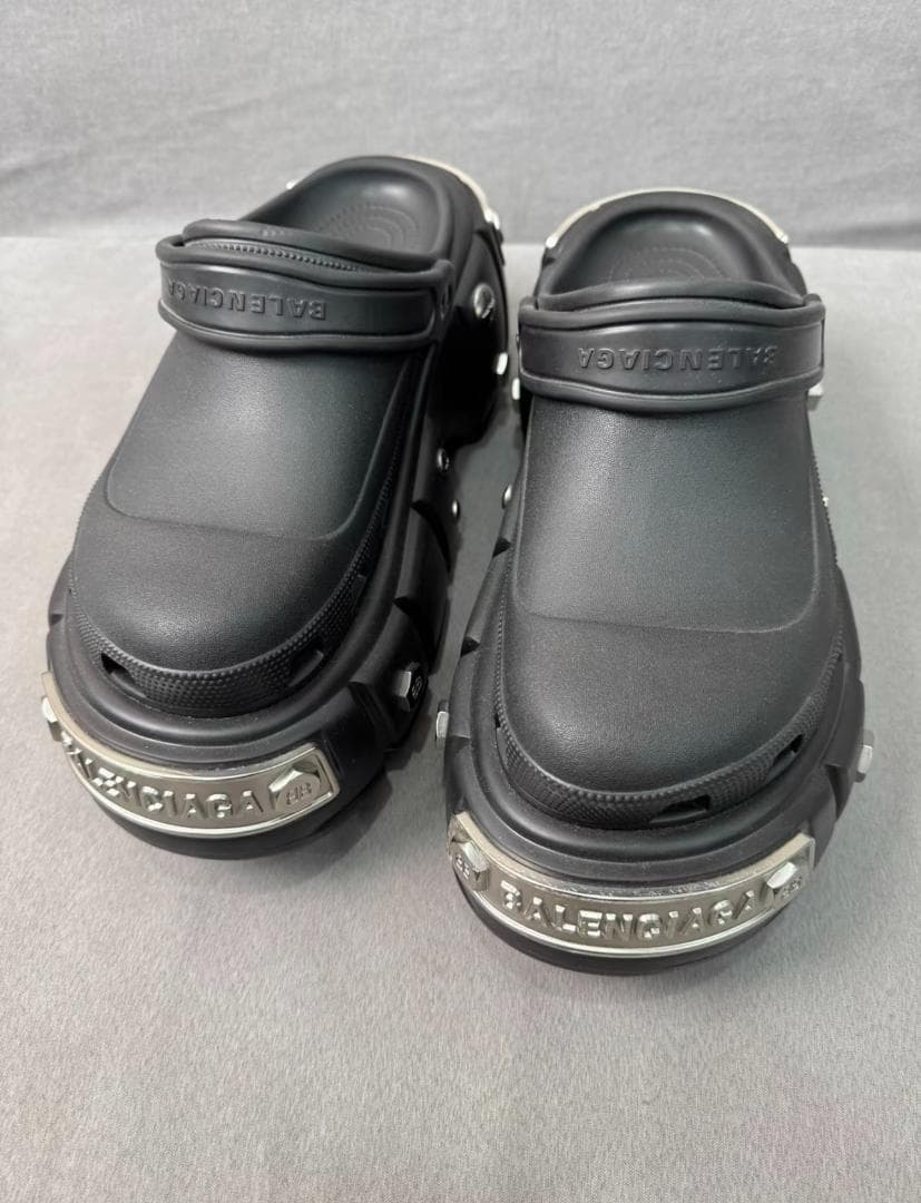 厚底ブラッククロッグサンダル ストリート系 箱付き サイズ42