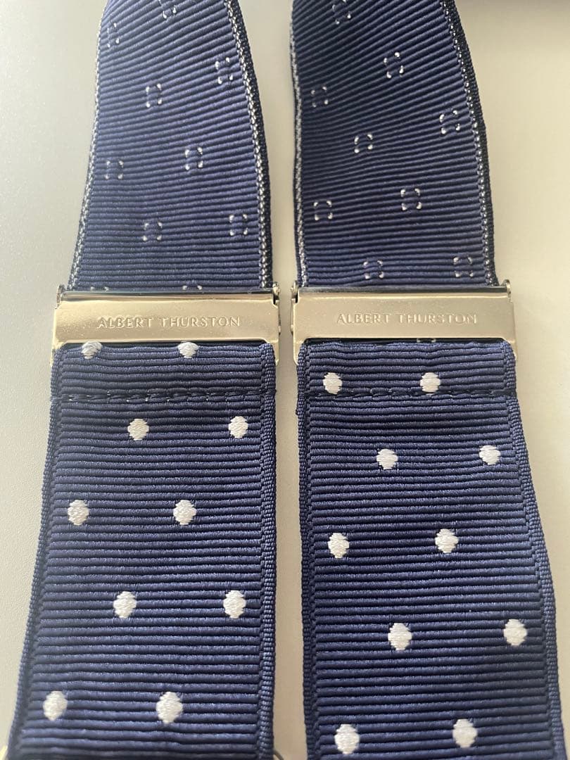  THURSTON ネイビー ドット サスペンダー
