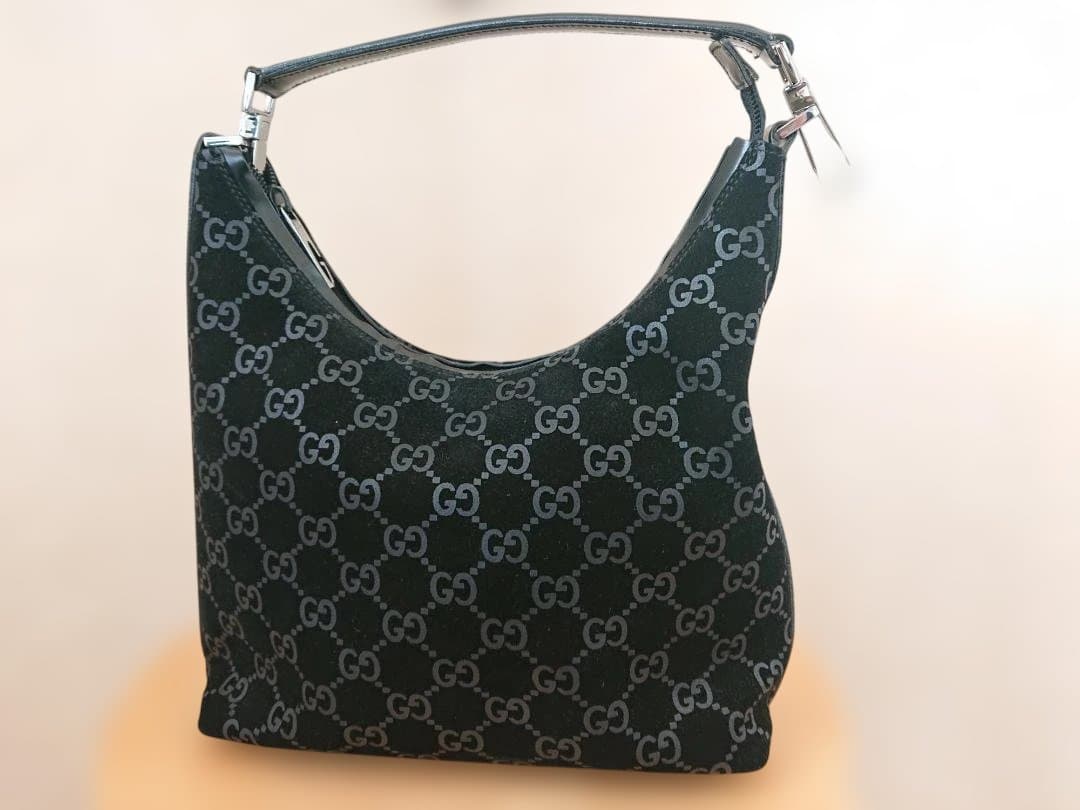 GUCCI スエード GG ショルダーバッグ 黒