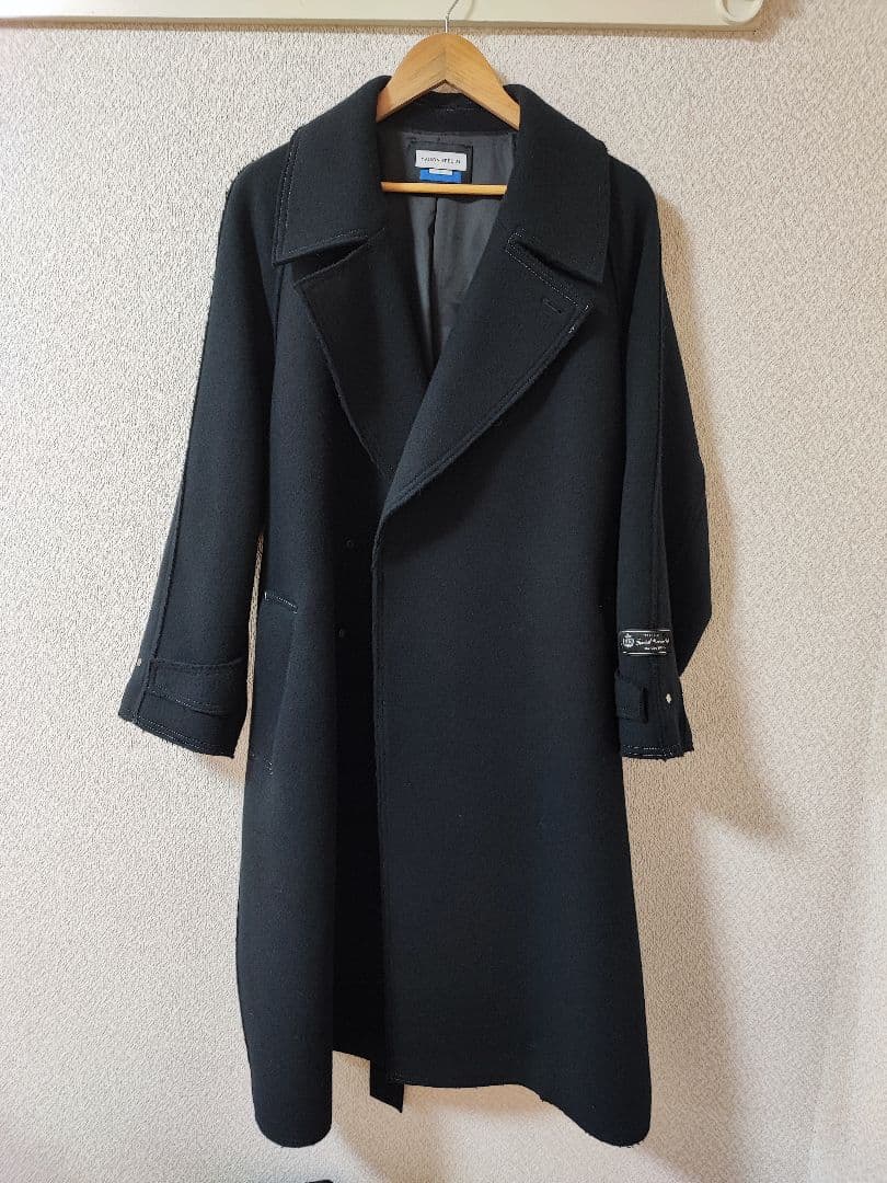 SUPER140S ウールカット オフステッチ ダブルオーバーコート