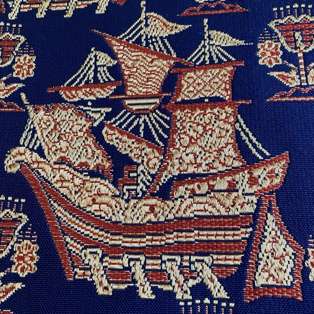 アンティーク京袋帯　南蛮船の織り出し　上質　正絹　No.77-26