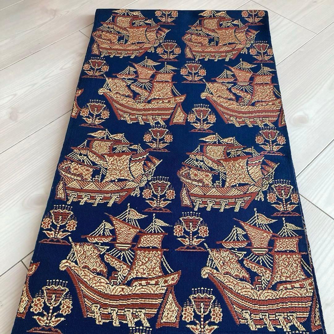 アンティーク京袋帯　南蛮船の織り出し　上質　正絹　No.77-26