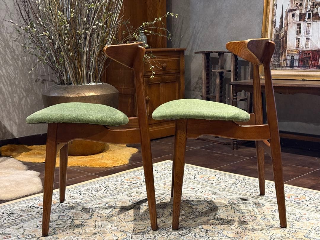 北欧テイスト ダイニングチェア グリーン アンティーク ヴィンテージ nZ