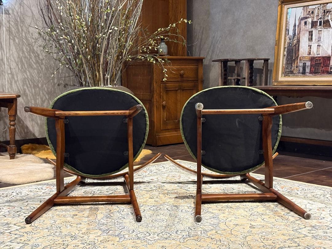 北欧テイスト ダイニングチェア グリーン アンティーク ヴィンテージ nZ