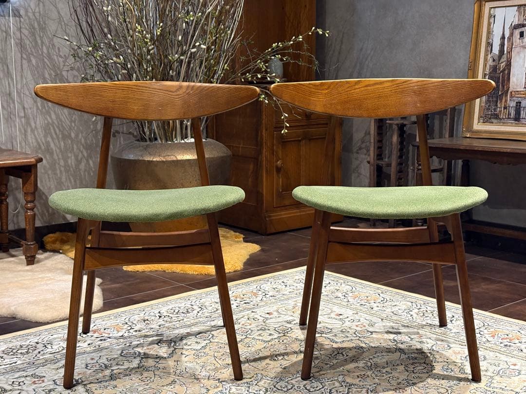 北欧テイスト ダイニングチェア グリーン アンティーク ヴィンテージ nZ