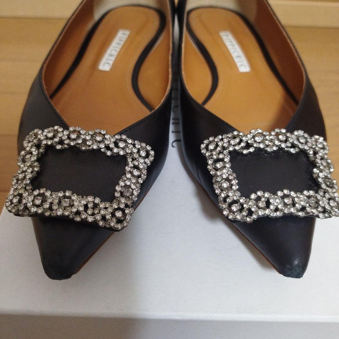 ピッピシックPPICHIC•ビジューレザーシューズ黒