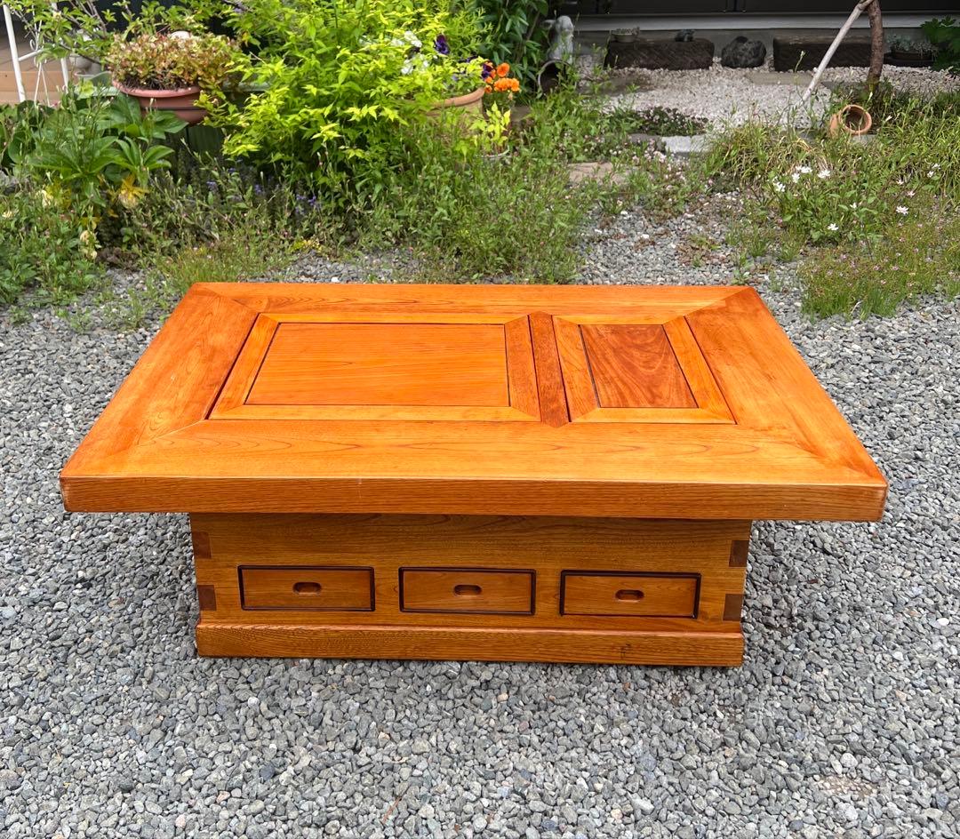 囲炉裏テーブル　昭和レトロ 火鉢 古民家家具　希少 引き出し 木製