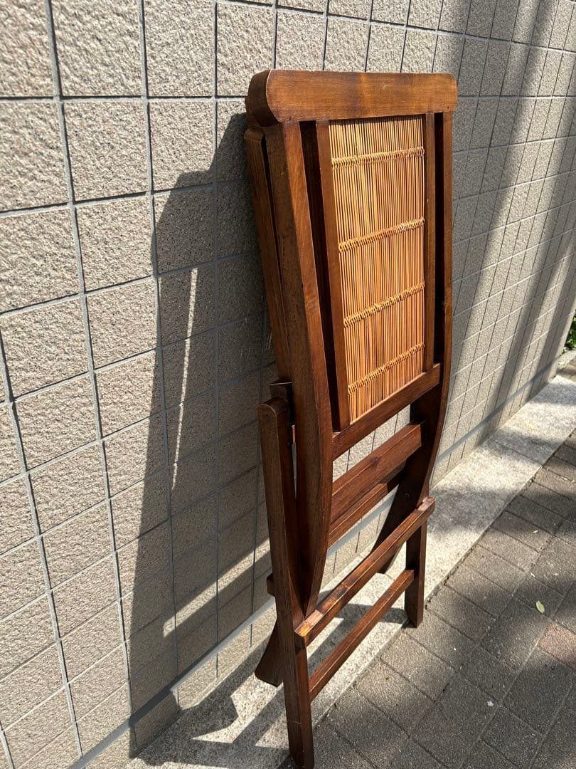 アジアンスタイル　チーク無垢材　折り畳みチェア