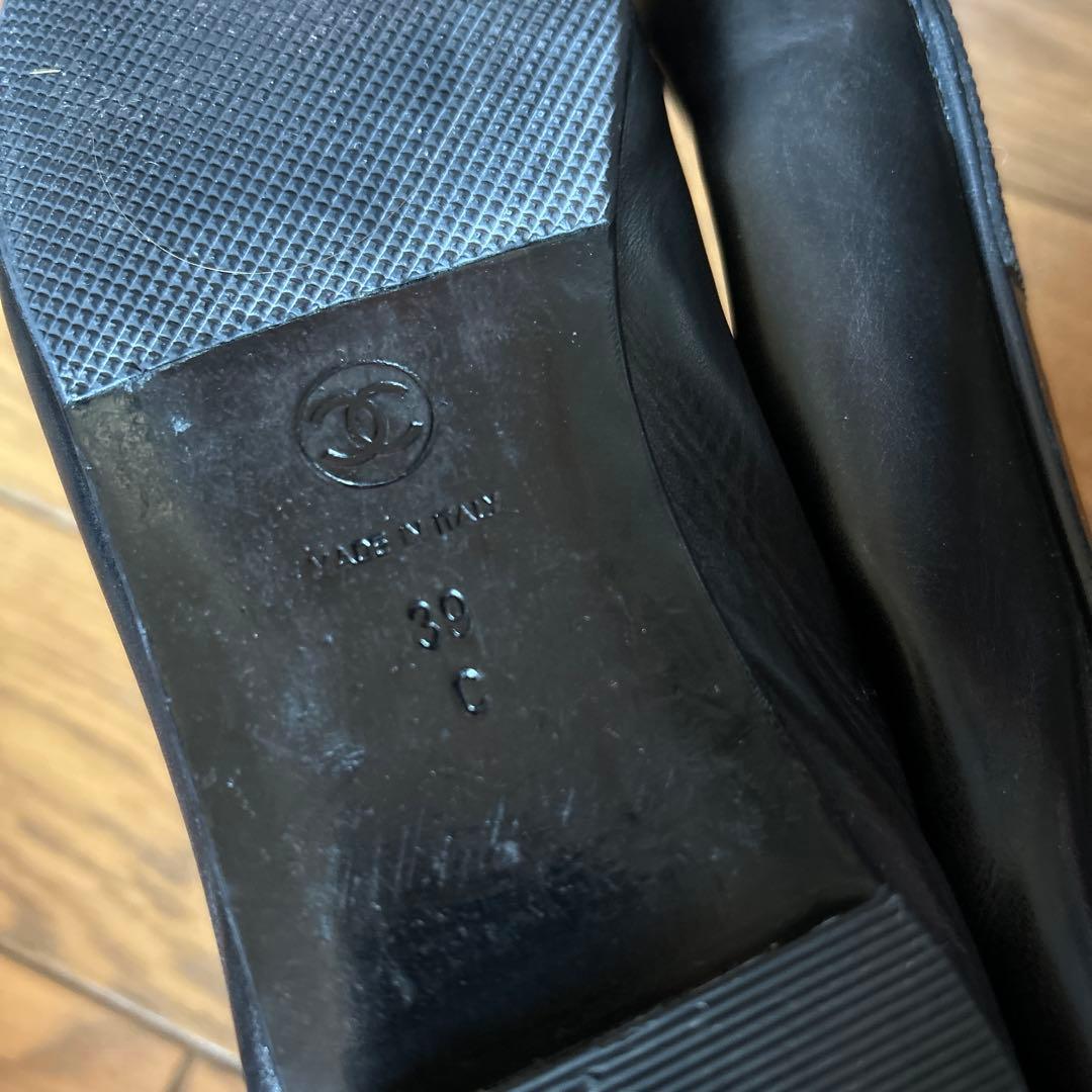 CHANEL シャネル　黒 フラットシューズ39