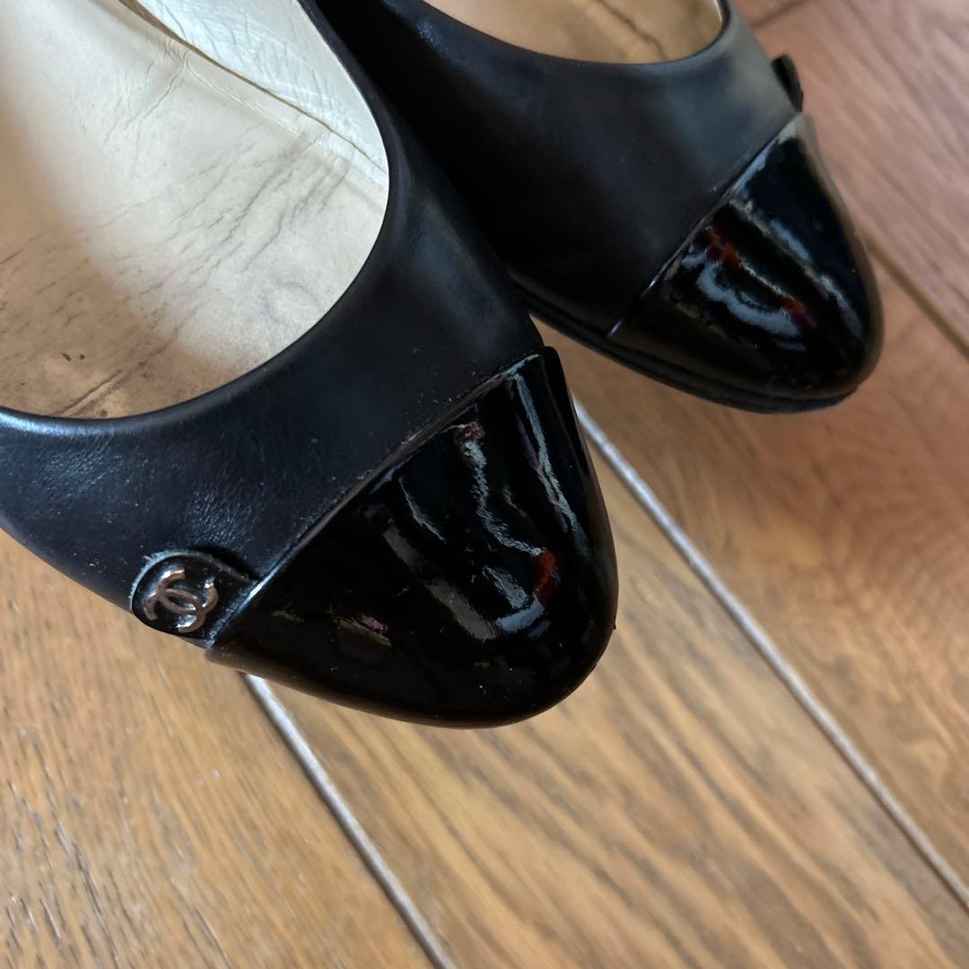 CHANEL シャネル　黒 フラットシューズ39