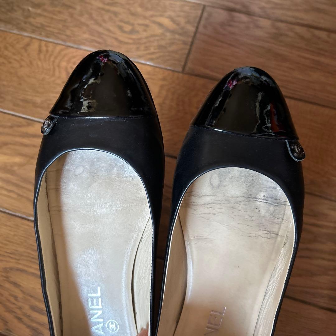 CHANEL シャネル　黒 フラットシューズ39