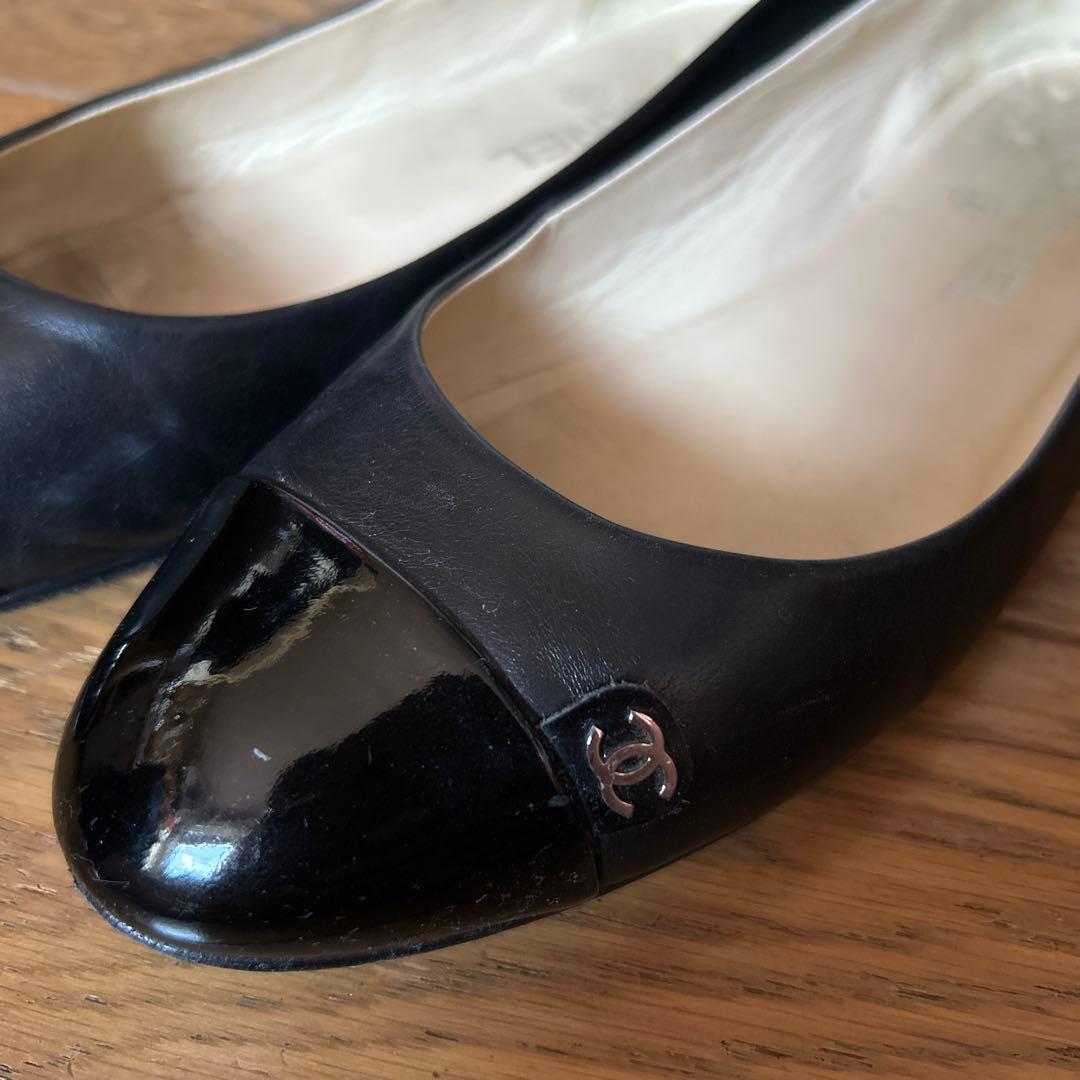 CHANEL シャネル　黒 フラットシューズ39