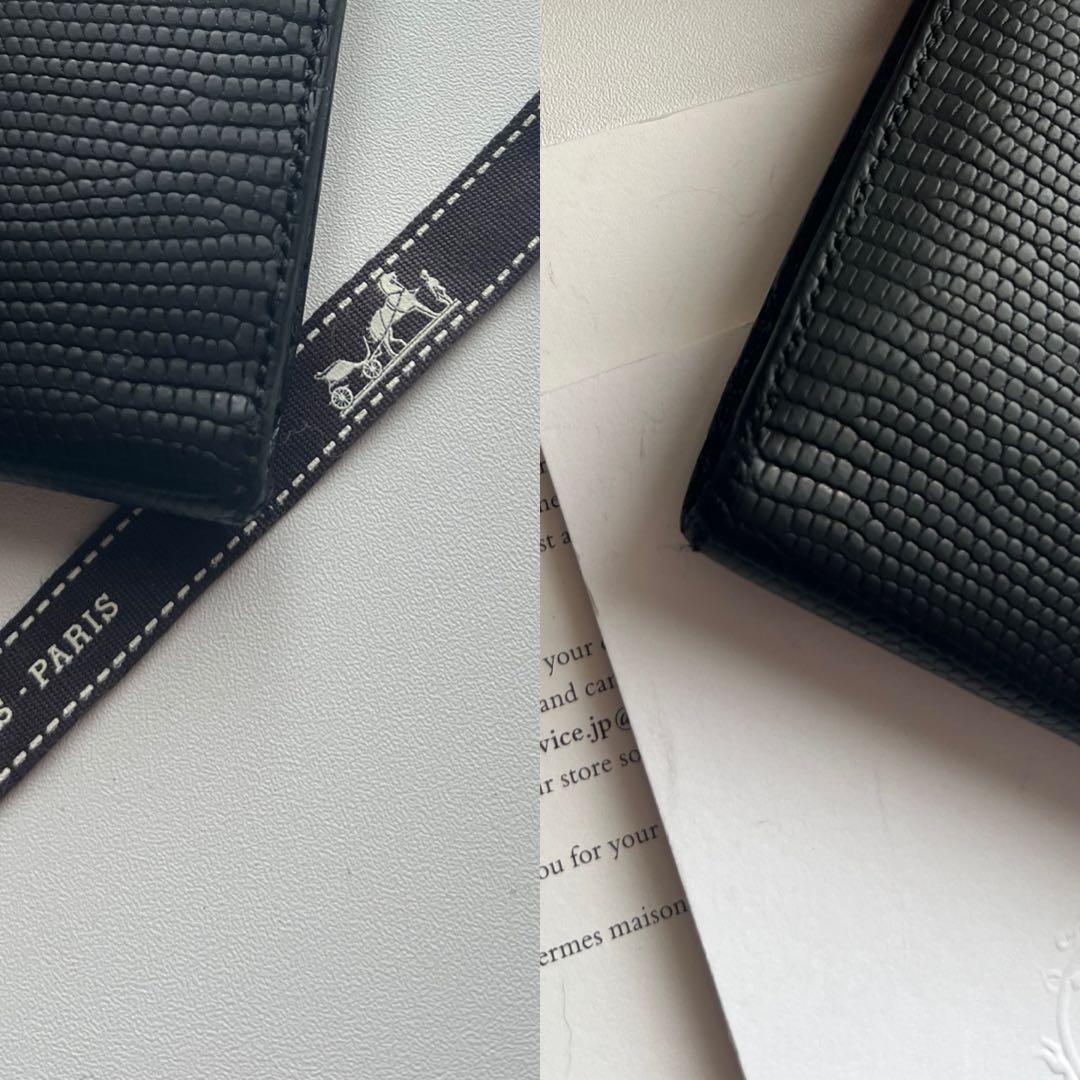 109 極上美品 HERMES エルメス ベアン リザード 2つ折り 長財布