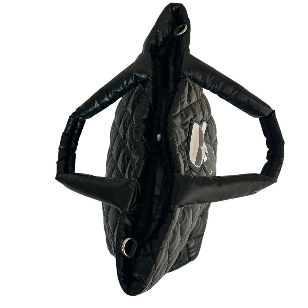 【希少】コラボ カールラガーフェルド 2WAYキルトトートバッグ 黒￼￼