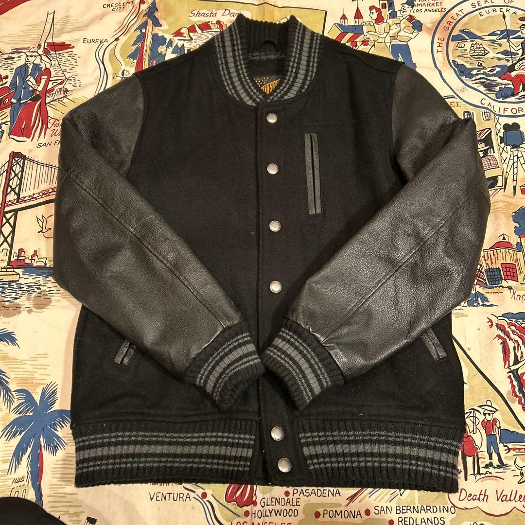 UNITED SPORTS OF AMERICA スタジャン ブラック　レザー