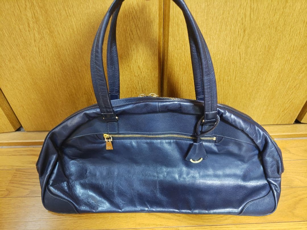 【新品未使用】アニアリ aniary レザーボストンバッグ ネイビー