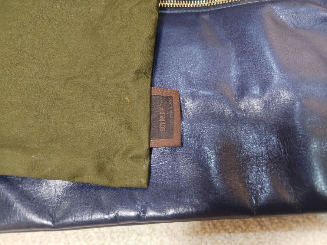 【新品未使用】アニアリ aniary レザーボストンバッグ ネイビー