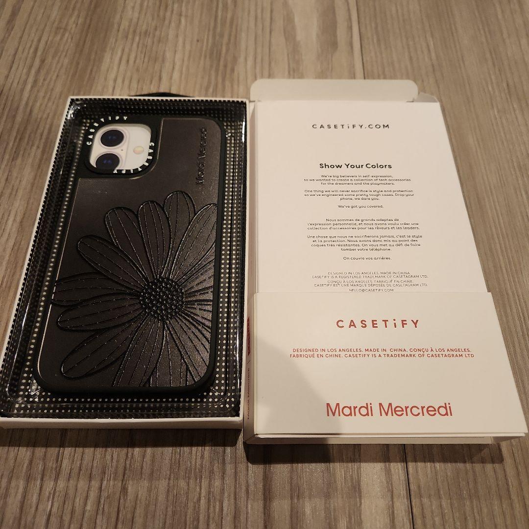 かりめろ ♩♩　 花柄 iPhoneケース ブラック