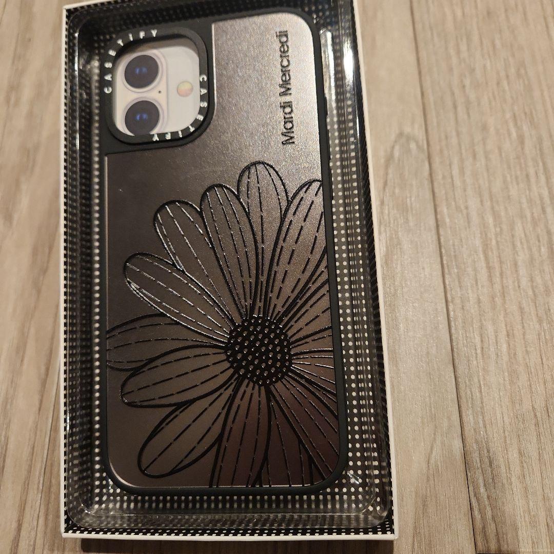 かりめろ ♩♩　 花柄 iPhoneケース ブラック