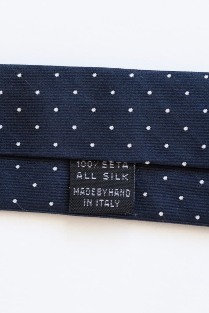 E. Marinella ネイビー ドット柄 セッテピエゲ　ネクタイ