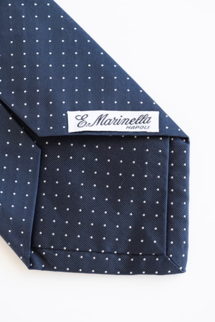 E. Marinella ネイビー ドット柄 セッテピエゲ　ネクタイ