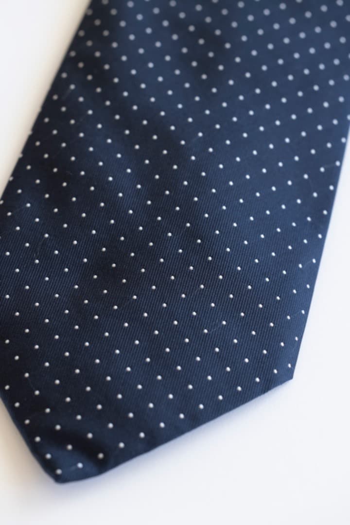 E. Marinella ネイビー ドット柄 セッテピエゲ　ネクタイ