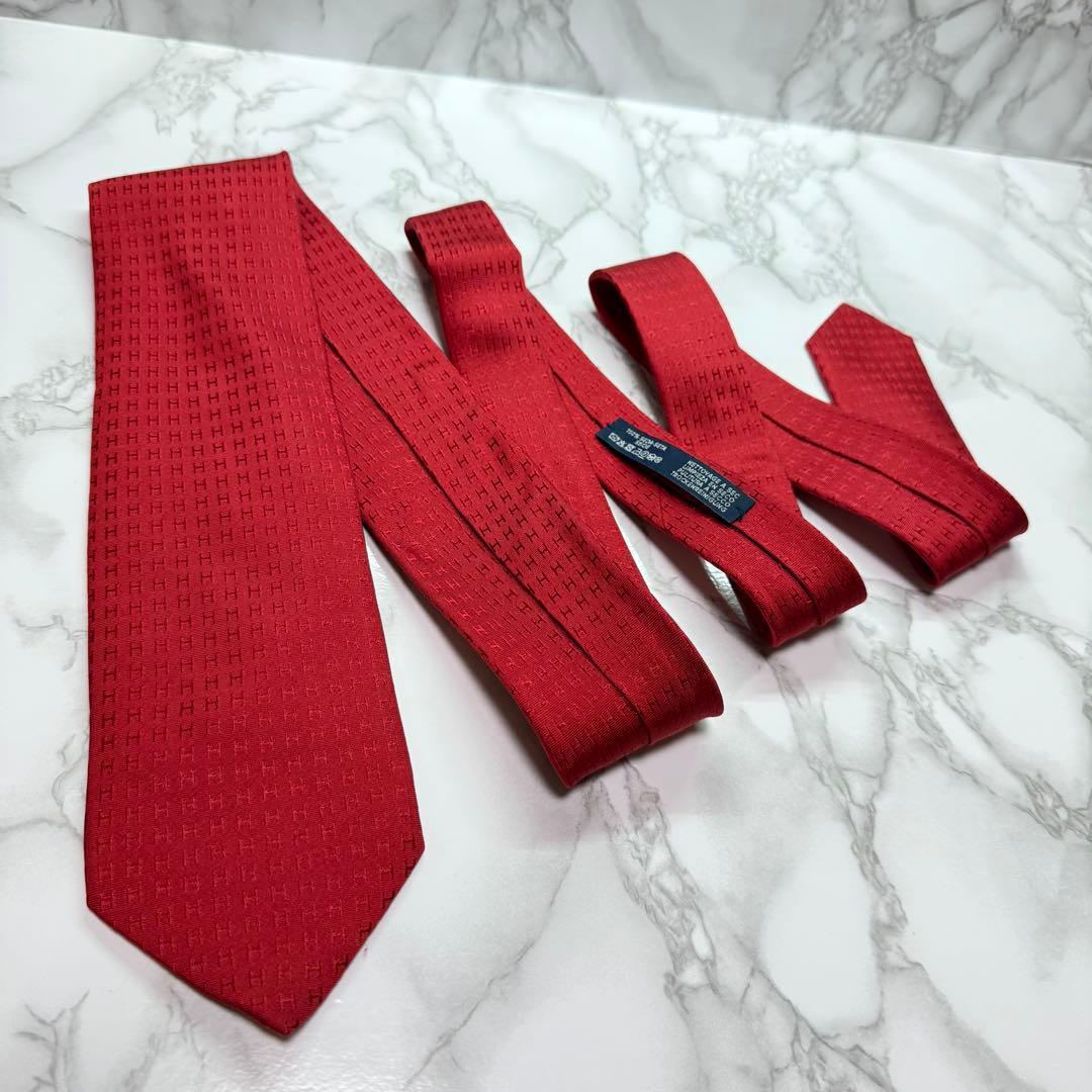 ✨極美品✨ 現行タグ HERMES ネクタイ シルク100% ファソネH H織り