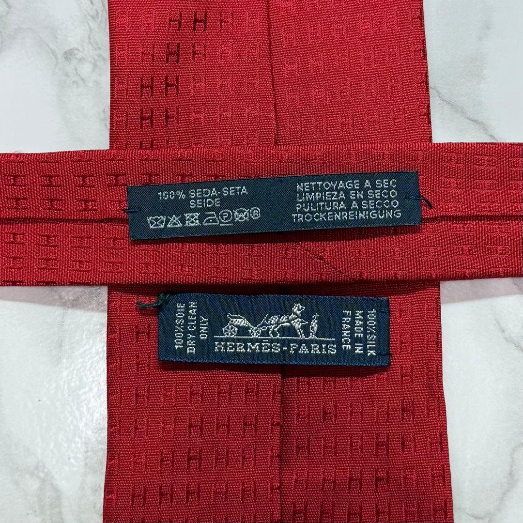 ✨極美品✨ 現行タグ HERMES ネクタイ シルク100% ファソネH H織り