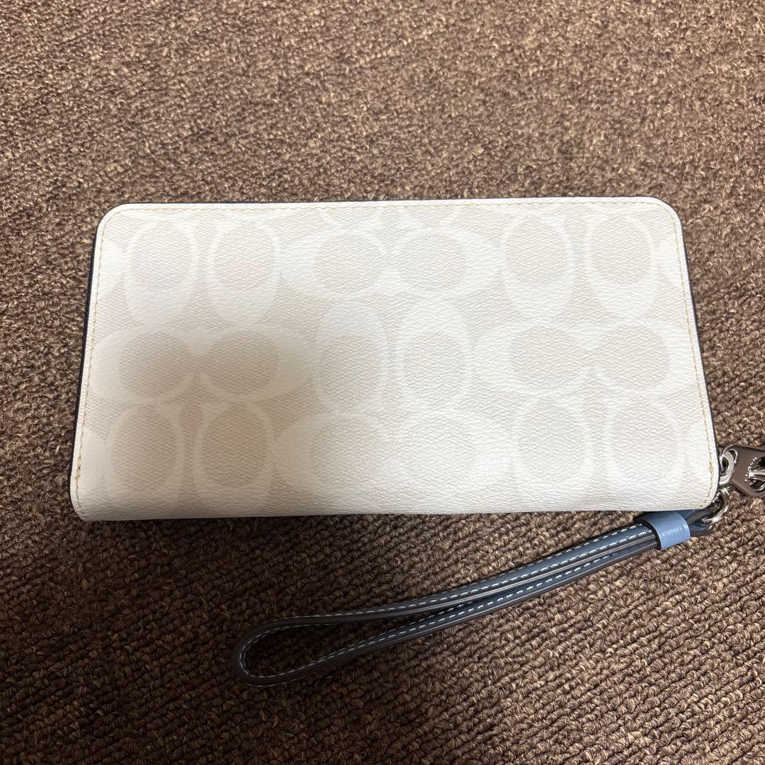 COACH ジップアラウンド長財布 ホワイト/ブルー