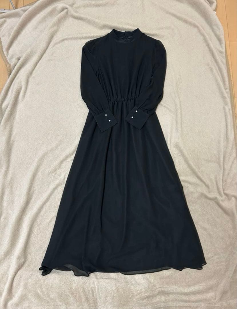 【美品】Rire fete リルフェテ パールデザインシフォンドレス 9号