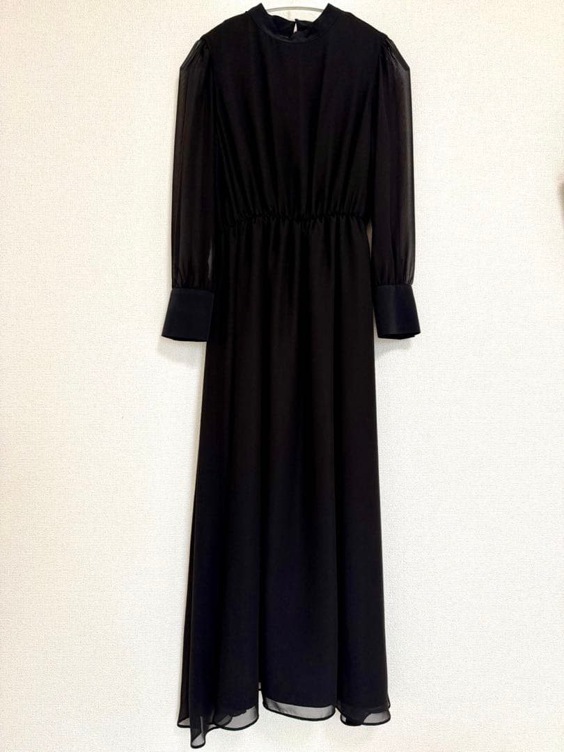 【美品】Rire fete リルフェテ パールデザインシフォンドレス 9号