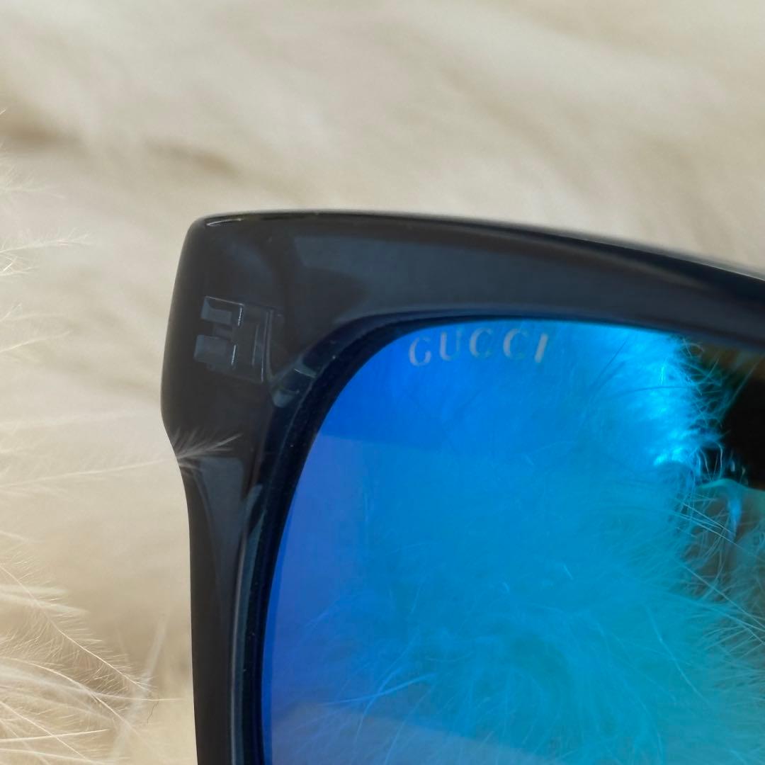 GUCCI サングラス シェリーライン 国内正規品 ブルーミラーレンズ