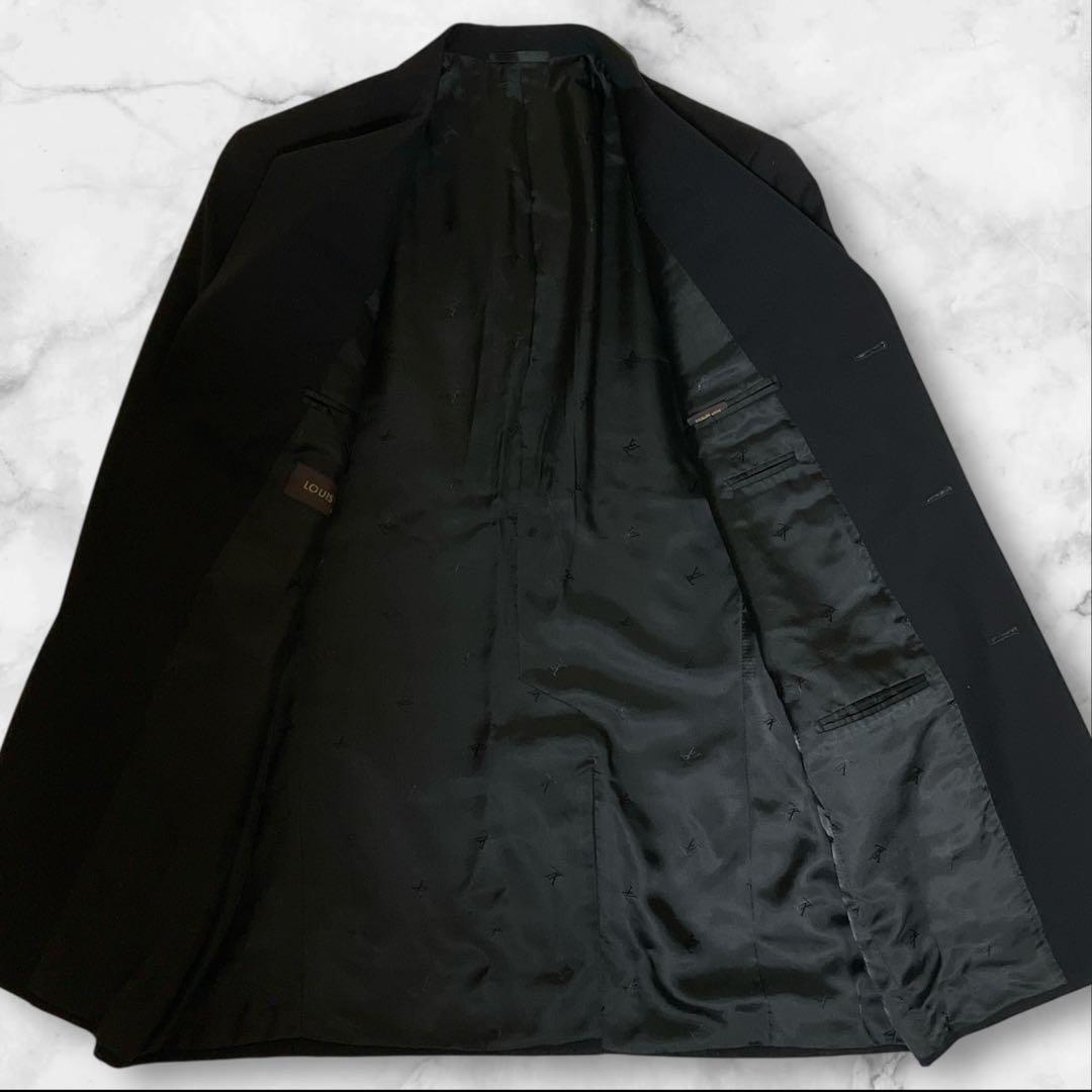 極美品☆ルイヴィトン☆スーツセットアップ☆裏地ロゴ☆モヘヤ混☆ブラック☆46☆M